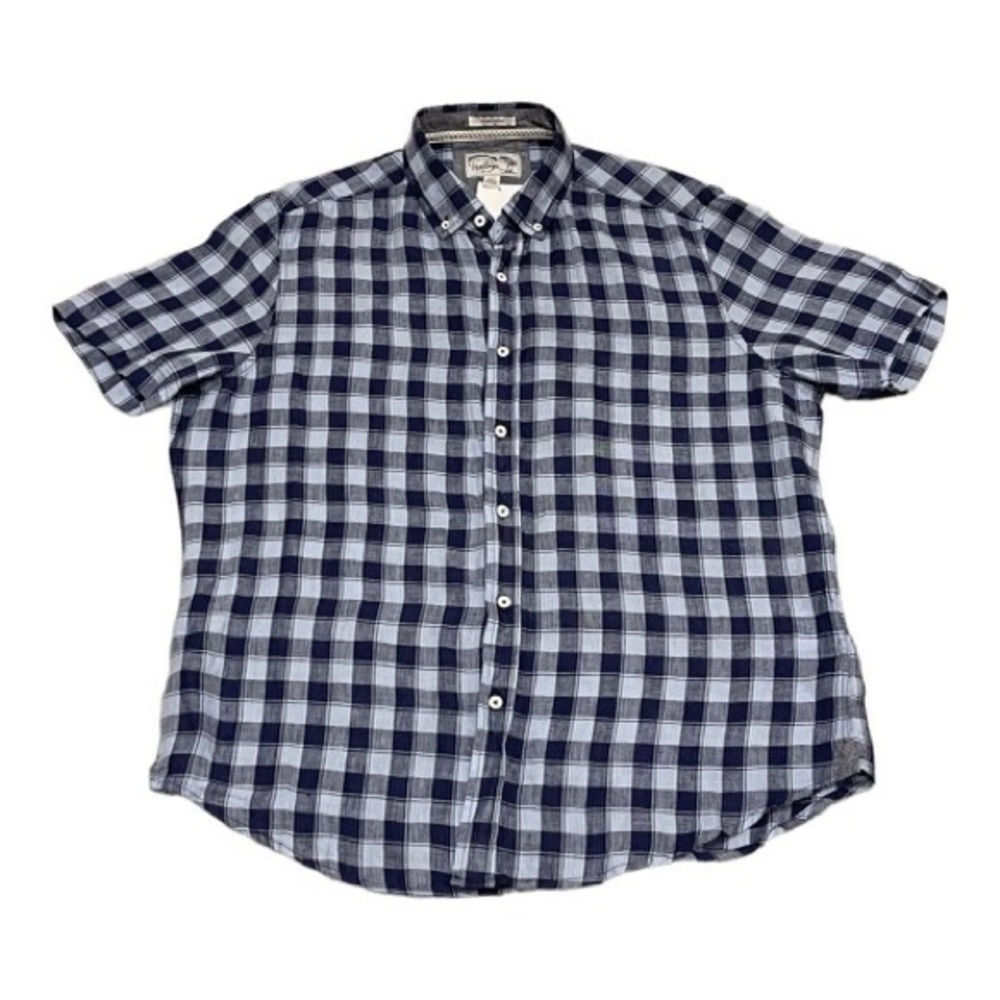 Heritage Report Collection Plaid Short-sleeve Linen Shirt Size Large New